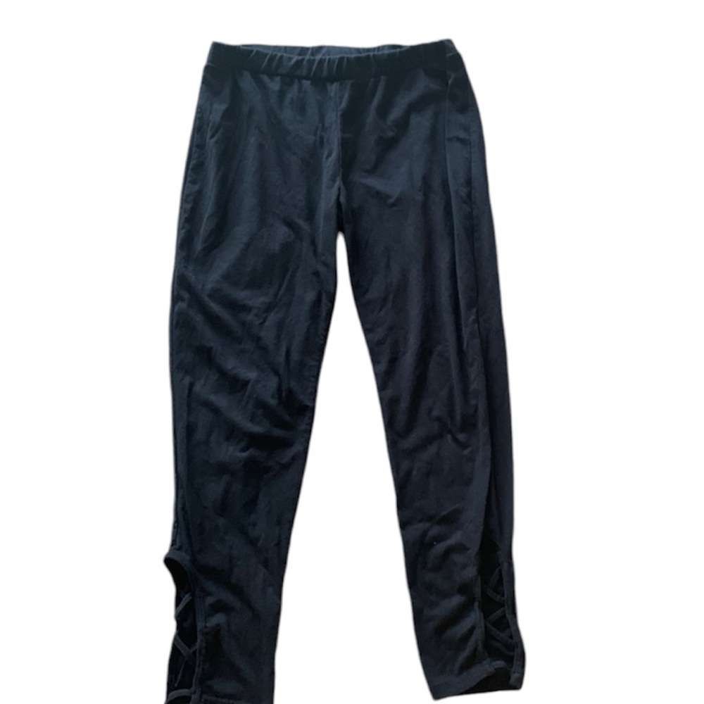 Poof! Black Pants With Cross Cutout Ankles - Picture 1 of 6
